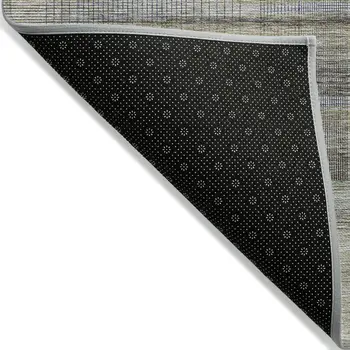 5' X 8' Khaki Tan And Beige Striped Washable Indoor Outdoor Area Rug