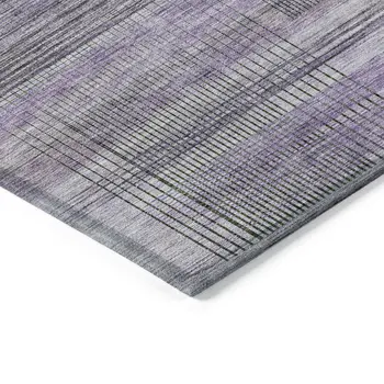 3' X 5' Purple Lavender And Gray Striped Washable Indoor Outdoor Area Rug