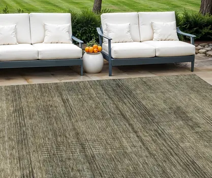8' X 10' Brown Beige And Taupe Striped Washable Indoor Outdoor Area Rug
