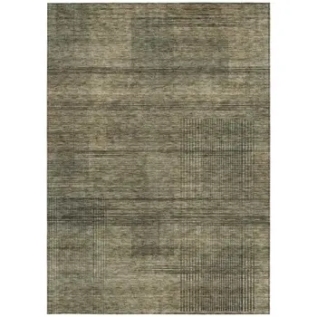 10' X 14' Brown Beige And Taupe Striped Washable Indoor Outdoor Area Rug