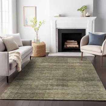 10' X 14' Brown Beige And Taupe Striped Washable Indoor Outdoor Area Rug