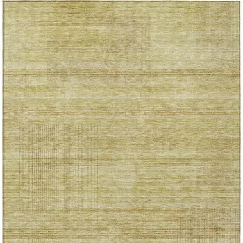 3' X 5' Gold Wheat And Beige Striped Washable Indoor Outdoor Area Rug