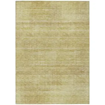 3' X 5' Gold Wheat And Beige Striped Washable Indoor Outdoor Area Rug