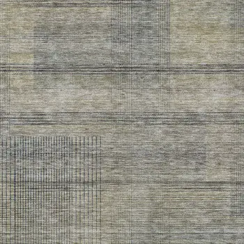 5' X 8' Khaki Beige And Gray Striped Washable Indoor Outdoor Area Rug