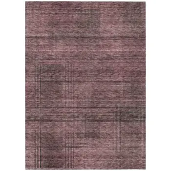 10' X 14' Merlot And Gray Striped Washable Indoor Outdoor Area Rug