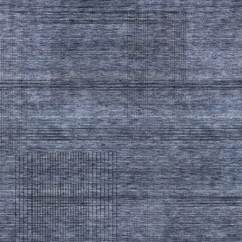 9' X 12' Navy Blue And Gray Striped Washable Indoor Outdoor Area Rug