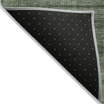 5' X 8' Olive Green And Gray Striped Washable Indoor Outdoor Area Rug