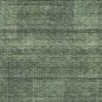 5' X 8' Olive Green And Gray Striped Washable Indoor Outdoor Area Rug