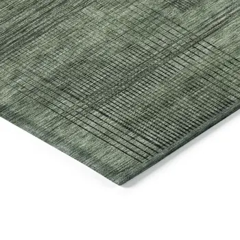 8' Olive Green And Gray Round Striped Washable Indoor Outdoor Area Rug