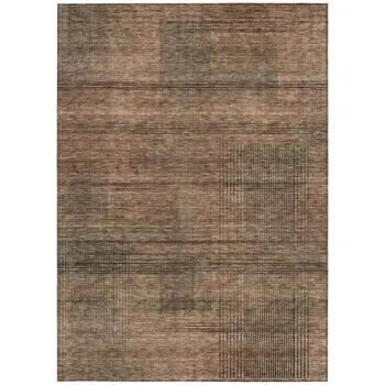 5' X 8' Orange Copper And Brown Striped Washable Indoor Outdoor Area Rug