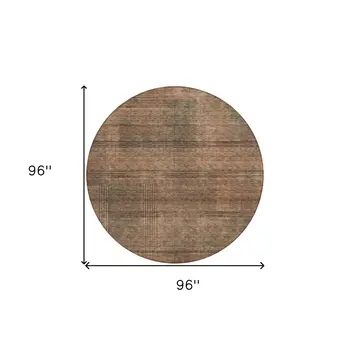 8' Orange Copper And Brown Round Striped Washable Indoor Outdoor Area Rug