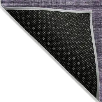 9' X 12' Plum Purple And Gray Striped Washable Indoor Outdoor Area Rug