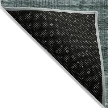 3' X 5' Teal Blue Aqua And Gray Striped Washable Indoor Outdoor Area Rug