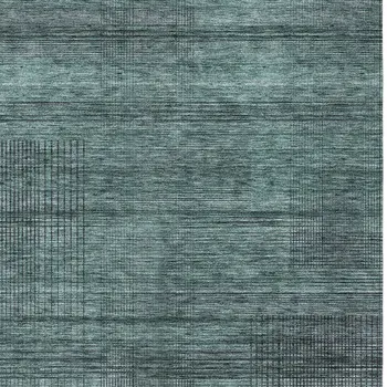 10' X 14' Teal Blue Aqua And Gray Striped Washable Indoor Outdoor Area Rug