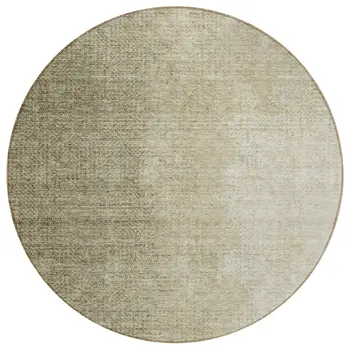 8' Brown Beige And Taupe Round Abstract Washable Indoor Outdoor Area Rug