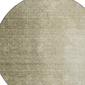 8' Brown Beige And Taupe Round Abstract Washable Indoor Outdoor Area Rug