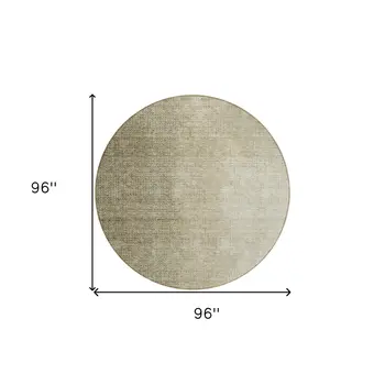 8' Brown Beige And Taupe Round Abstract Washable Indoor Outdoor Area Rug
