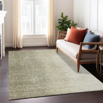 9' X 12' Brown Beige And Taupe Abstract Washable Indoor Outdoor Area Rug