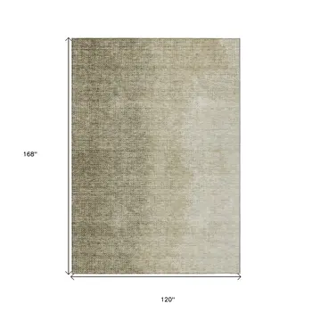 10' X 14' Brown Beige And Taupe Abstract Washable Indoor Outdoor Area Rug