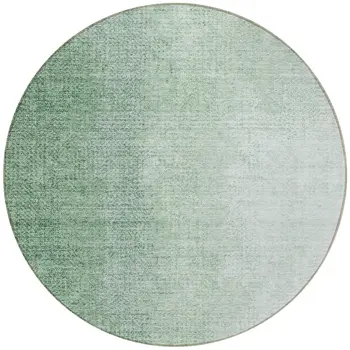 8' Artichoke Green And Fern Green Round Abstract Washable Indoor Outdoor Area Rug