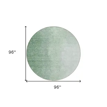 8' Artichoke Green And Fern Green Round Abstract Washable Indoor Outdoor Area Rug