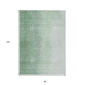 8' X 10' Artichoke Green And Fern Green Abstract Washable Indoor Outdoor Area Rug