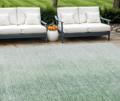 8' X 10' Artichoke Green And Fern Green Abstract Washable Indoor Outdoor Area Rug