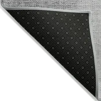 5' X 8' Gray And Silver Abstract Washable Indoor Outdoor Area Rug