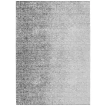 8' X 10' Gray And Silver Abstract Washable Indoor Outdoor Area Rug
