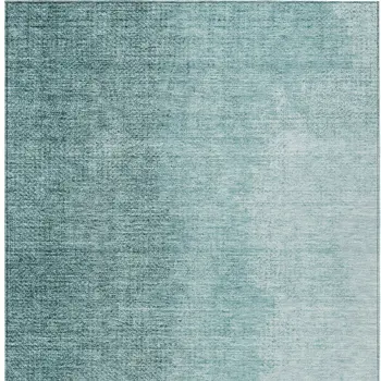 8' X 10' Teal Blue And Aqua Abstract Washable Indoor Outdoor Area Rug