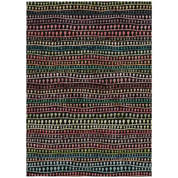 3' X 5' Black Green And Gold Striped Washable Indoor Outdoor Area Rug