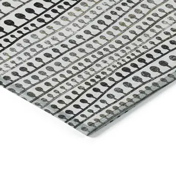 3' X 5' Ivory Taupe And Charcoal Striped Washable Indoor Outdoor Area Rug