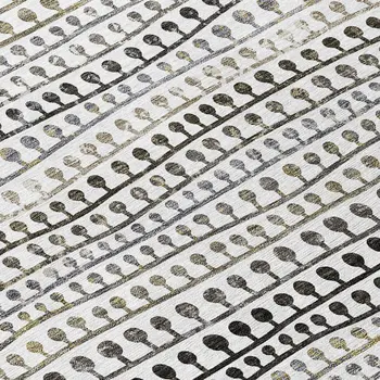 3' X 5' Ivory Taupe And Charcoal Striped Washable Indoor Outdoor Area Rug