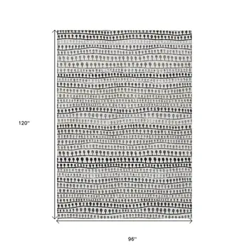 8' X 10' Ivory Taupe And Charcoal Striped Washable Indoor Outdoor Area Rug