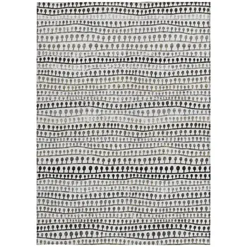 8' X 10' Ivory Taupe And Charcoal Striped Washable Indoor Outdoor Area Rug