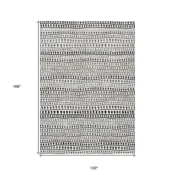 10' X 14' Ivory Taupe And Charcoal Striped Washable Indoor Outdoor Area Rug