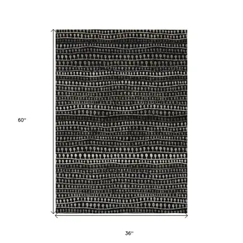 3' X 5' Taupe Charcoal And Gray Striped Washable Indoor Outdoor Area Rug
