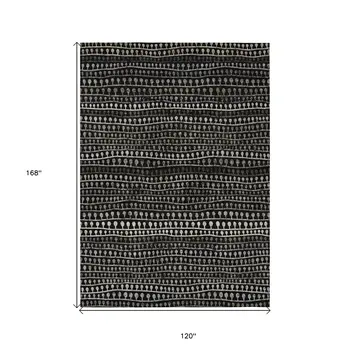 10' X 14' Taupe Charcoal And Gray Striped Washable Indoor Outdoor Area Rug