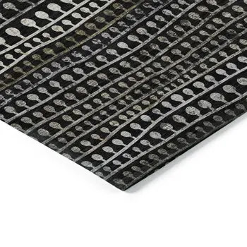 10' X 14' Taupe Charcoal And Gray Striped Washable Indoor Outdoor Area Rug