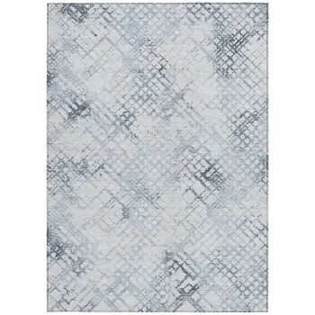 8' X 10' Navy Blue And Sky Blue Geometric Washable Indoor Outdoor Area Rug