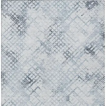 10' X 14' Navy Blue And Sky Blue Geometric Washable Indoor Outdoor Area Rug