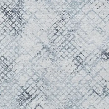 10' X 14' Navy Blue And Sky Blue Geometric Washable Indoor Outdoor Area Rug