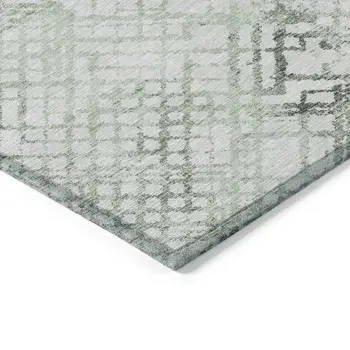 8' X 10' Artichoke Green And Ivory Geometric Washable Indoor Outdoor Area Rug