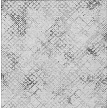 5' X 8' Gray Charcoal And Silver Geometric Washable Indoor Outdoor Area Rug