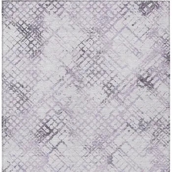 5' X 8' Purple Lavender And Silver Geometric Washable Indoor Outdoor Area Rug