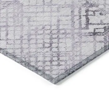 8' X 10' Purple Lavender And Silver Geometric Washable Indoor Outdoor Area Rug