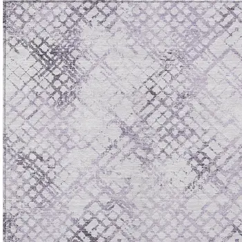8' X 10' Purple Lavender And Silver Geometric Washable Indoor Outdoor Area Rug