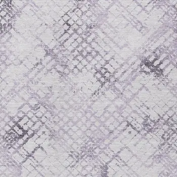 9' X 12' Purple Lavender And Silver Geometric Washable Indoor Outdoor Area Rug