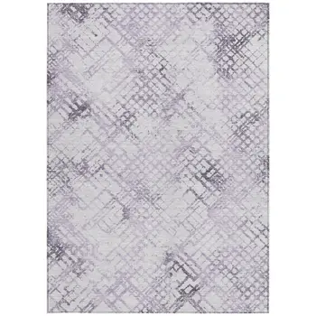 10' X 14' Purple Lavender And Silver Geometric Washable Indoor Outdoor Area Rug