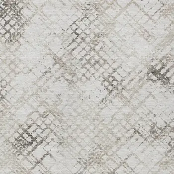 5' X 8' Taupe Beige And Brown Geometric Washable Indoor Outdoor Area Rug
